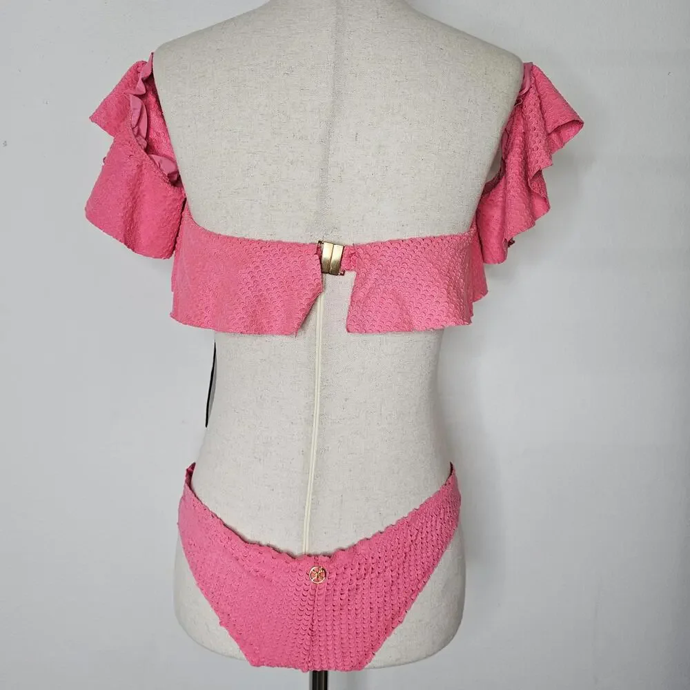 NWT VIX Paula Hermanny Women's Pink Two Piece Bikini Size Medium